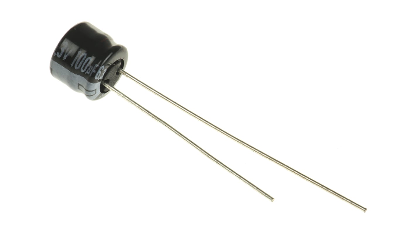 Panasonic 100μF Aluminium Electrolytic Capacitor 6.3V dc, Radial, Through Hole - ECEA0JKS101