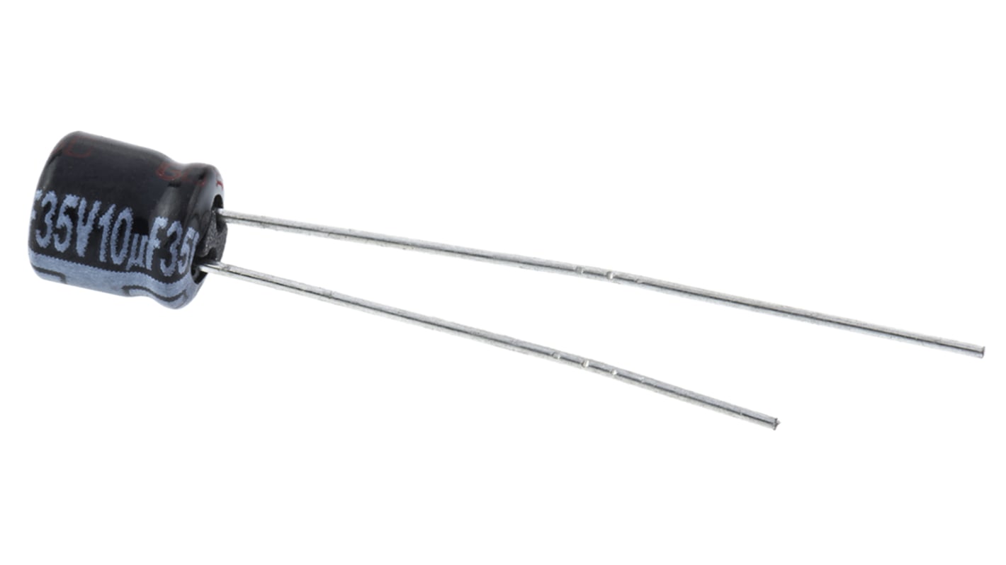 Panasonic 10μF Aluminium Electrolytic Capacitor 35V dc, Radial, Through Hole - ECEA1VKS100