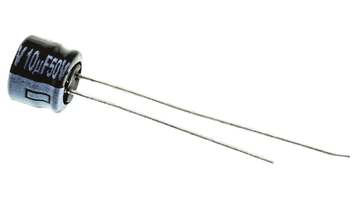 Panasonic 10μF Aluminium Electrolytic Capacitor 50V dc, Radial, Through Hole - ECEA1HKS100