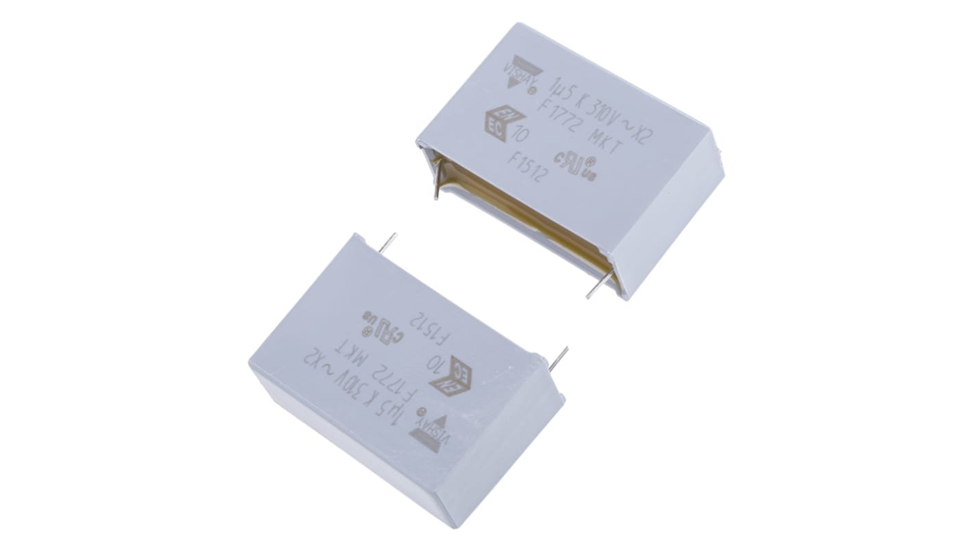 Vishay F1772 Polyester Film Capacitor, 310V ac, ±10%, 1.5μF, Through Hole