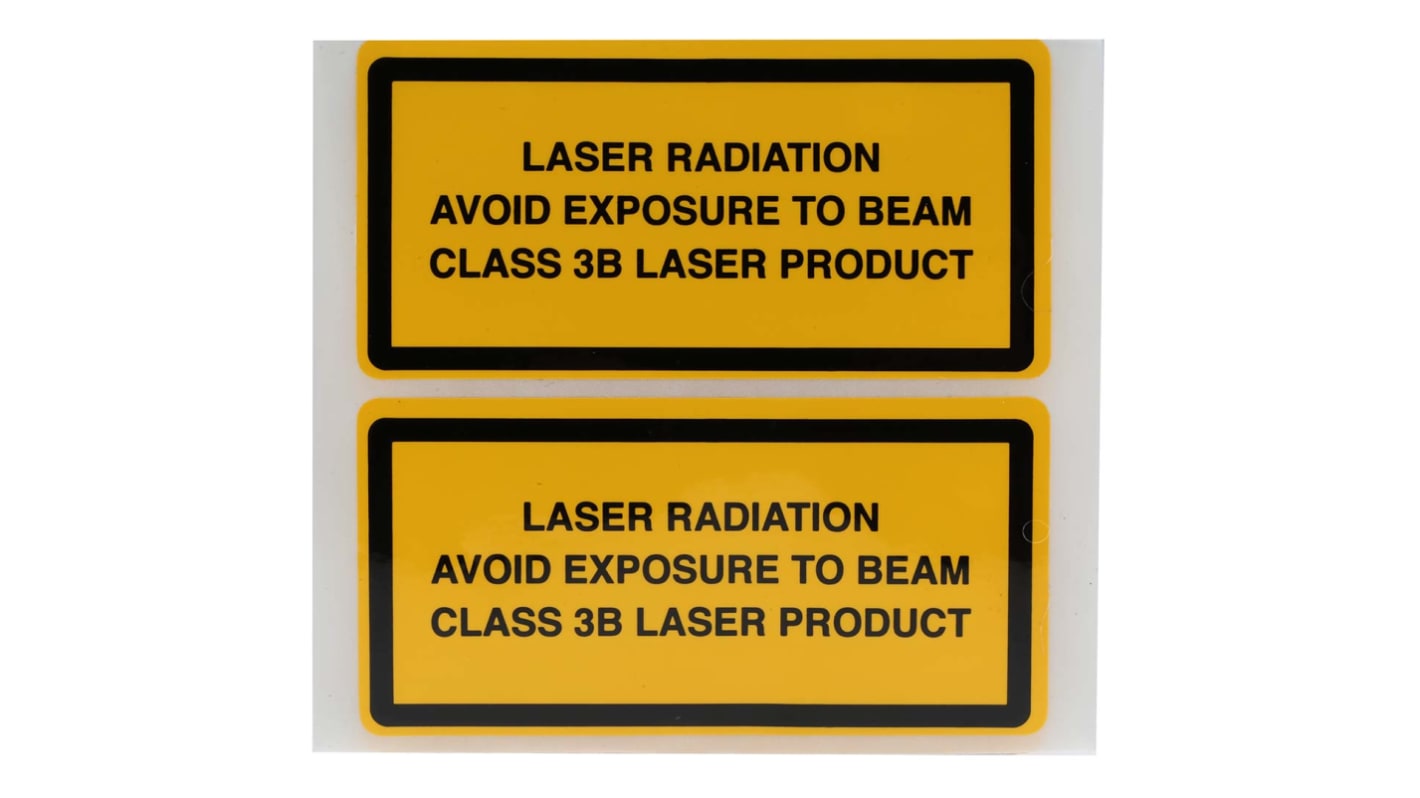 Brady Black/Yellow Vinyl Safety Labels, Laser Class 3B-Text 52 mm x 105mm