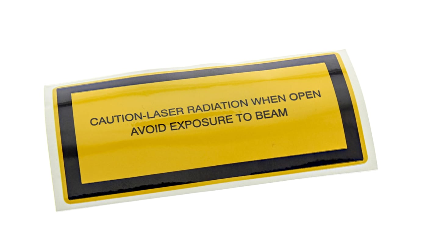 Brady Black/Yellow Vinyl Safety Labels, Caution-Laser Radiation When Open Avoid Exposure To Beam-Text 52 mm x 105mm