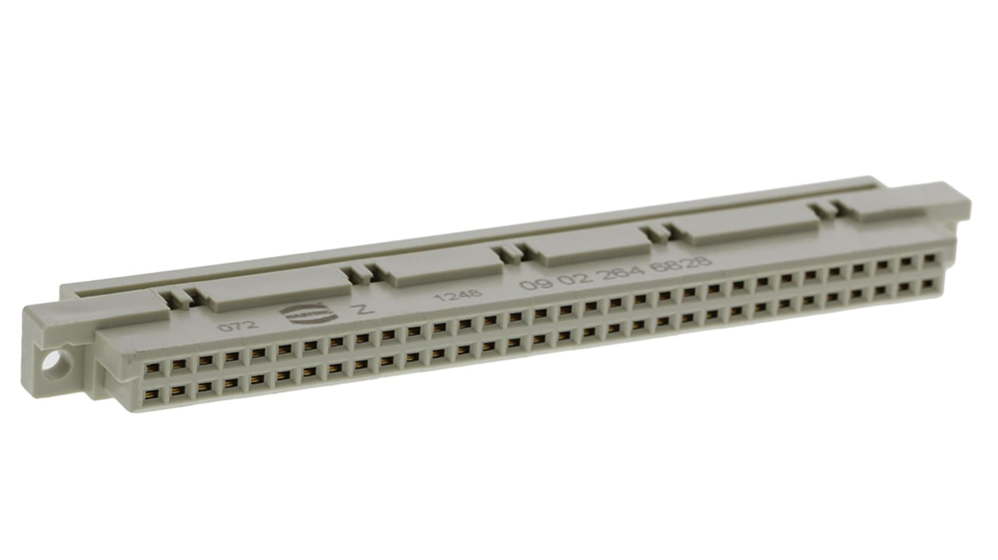 Harting 64 Way 2.54mm Pitch, Type B Class C2, 2 Row, Right Angle DIN 41612 Connector, Socket