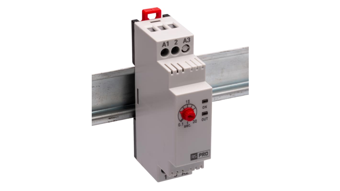 RS PRO DIN Rail Mount Timer Relay, 230V ac, 3-Contact, 0.1 → 30s, 1-Function, SPDT