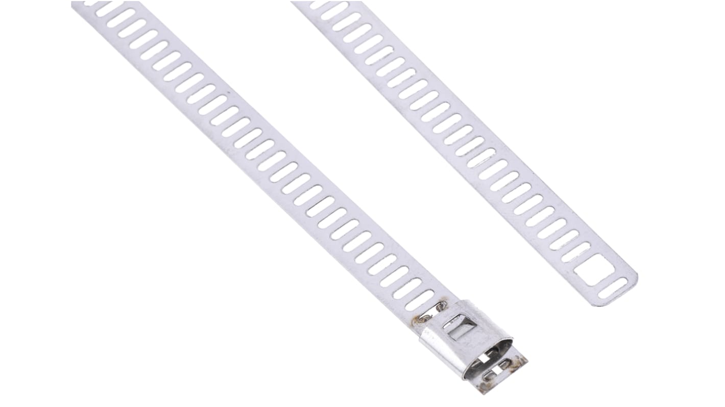 RS PRO Cable Tie, Ladder, 300mm x 7 mm, Metallic 316 Stainless Steel, Pk-100