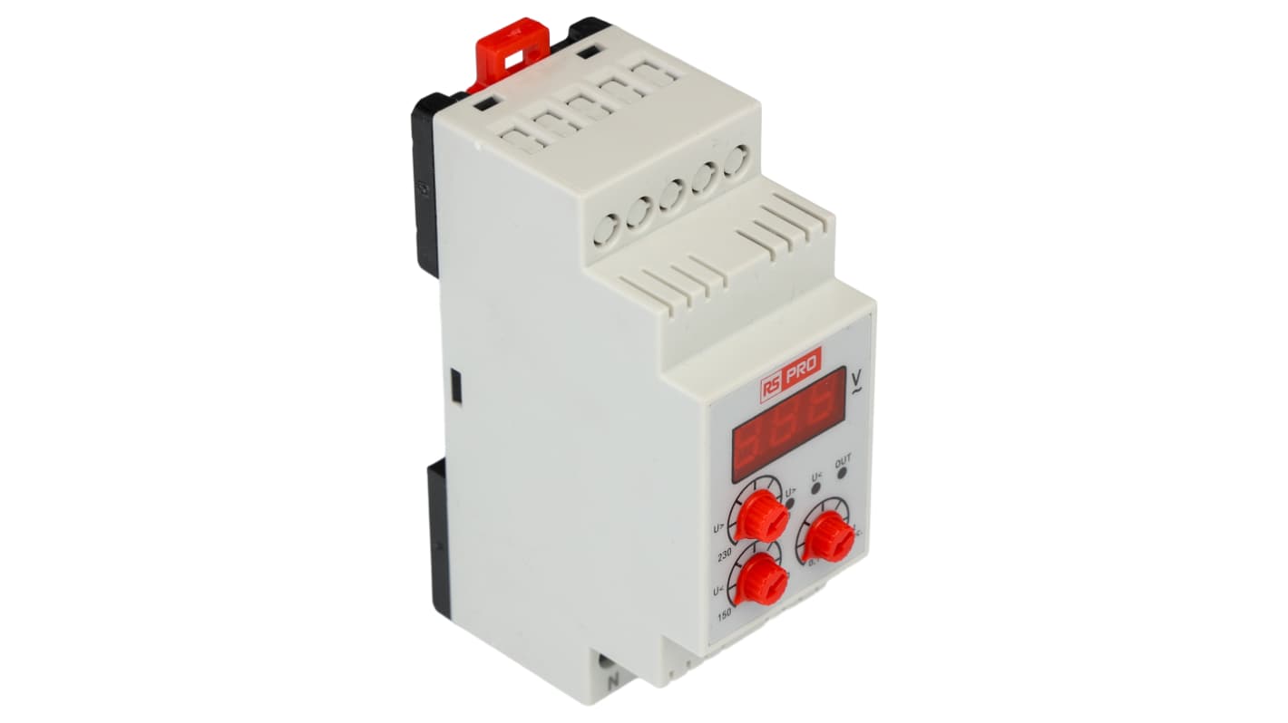 RS PRO Voltage Monitoring Relay, Single Phase, 220V ac, DIN Rail
