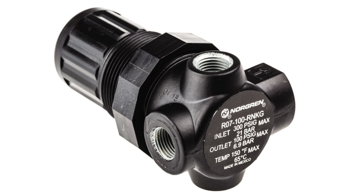 Norgren G 1/8 Pneumatic Regulator - 0.3bar to 7bar, 1/8in, 20bar max. input