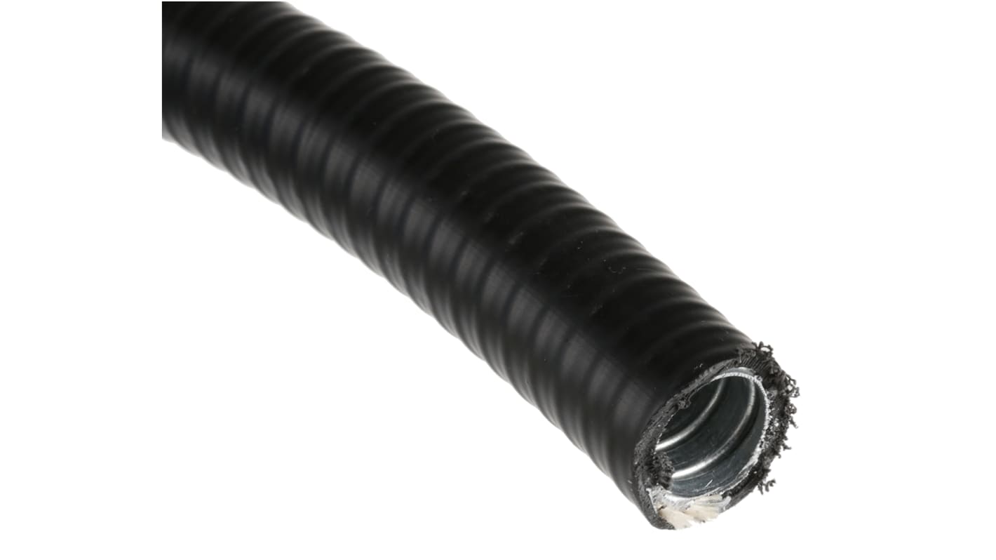 Adaptaflex Flexible, Liquid Tight Conduit, 16mm Nominal Diameter, Galvanised Steel, Black