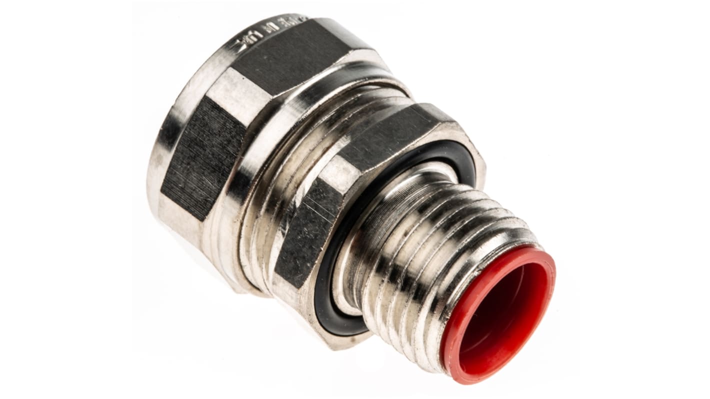 Adaptaflex Swivel, Conduit Fitting, 12mm Nominal Size, M16, Brass, Silver IP66, IP67, IP68, IP69K rating