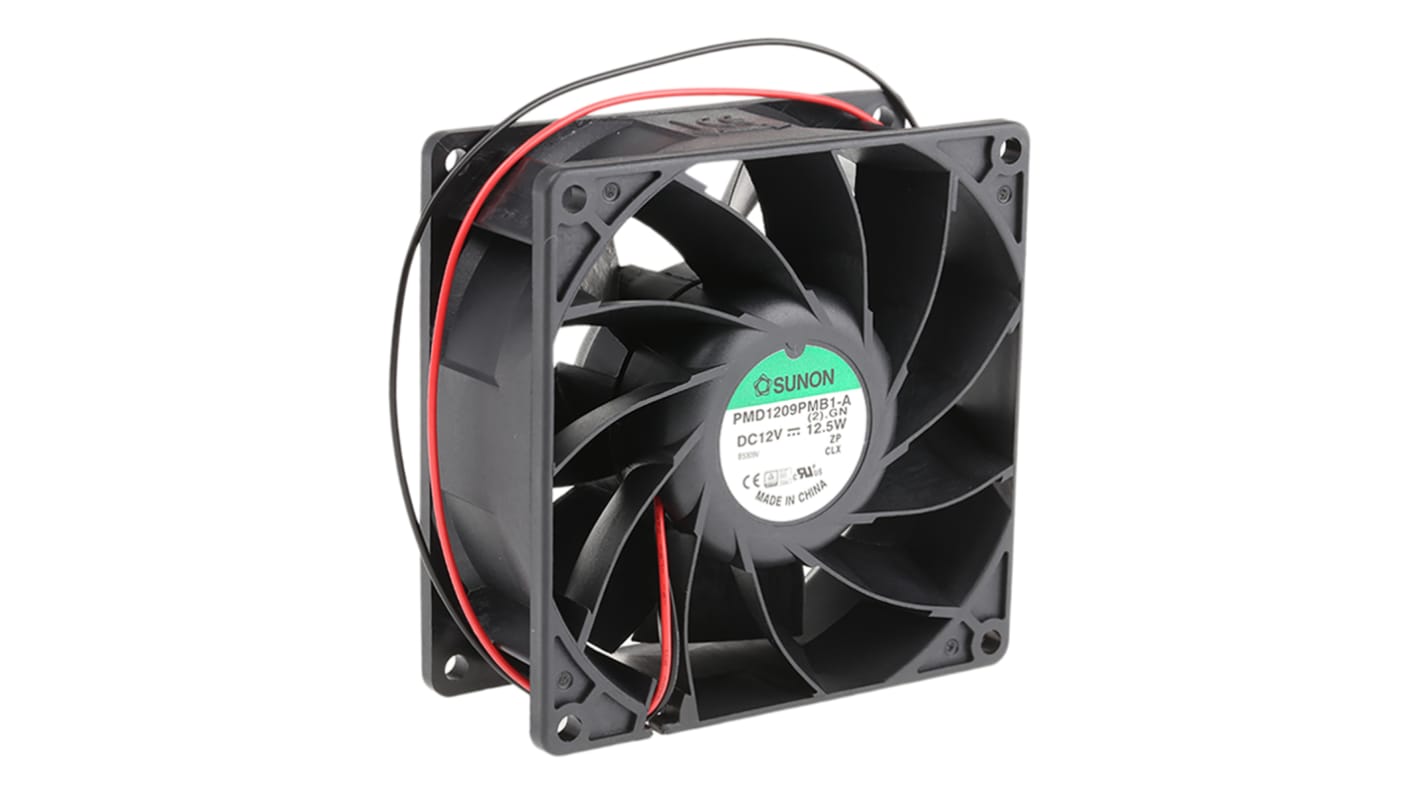 Sunon PMD Series Axial Fan, 12 V dc, DC Operation, 204.3m³/h, 12.5W, 1.04A Max, 92 x 92 x 38mm