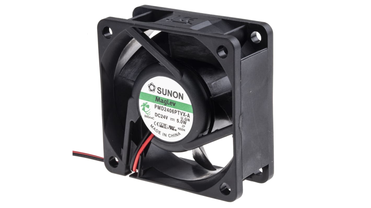 Sunon PMD Series Axial Fan, 24 V dc, DC Operation, 68m³/h, 5W, 207mA Max, 60 x 60 x 25mm