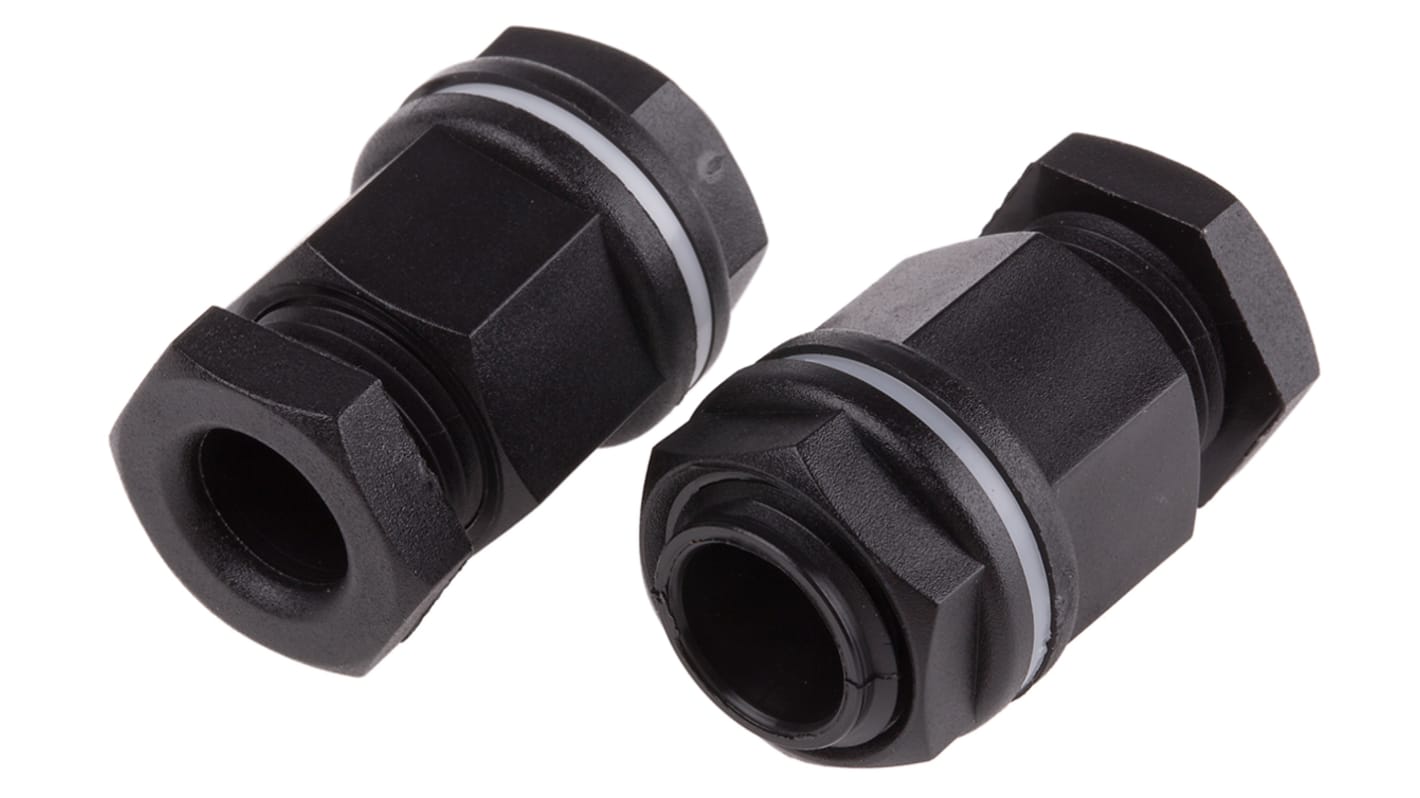 RS PRO Black Plastic Cable Gland, M16 Thread, 7mm Min, 10.5mm Max, IP55