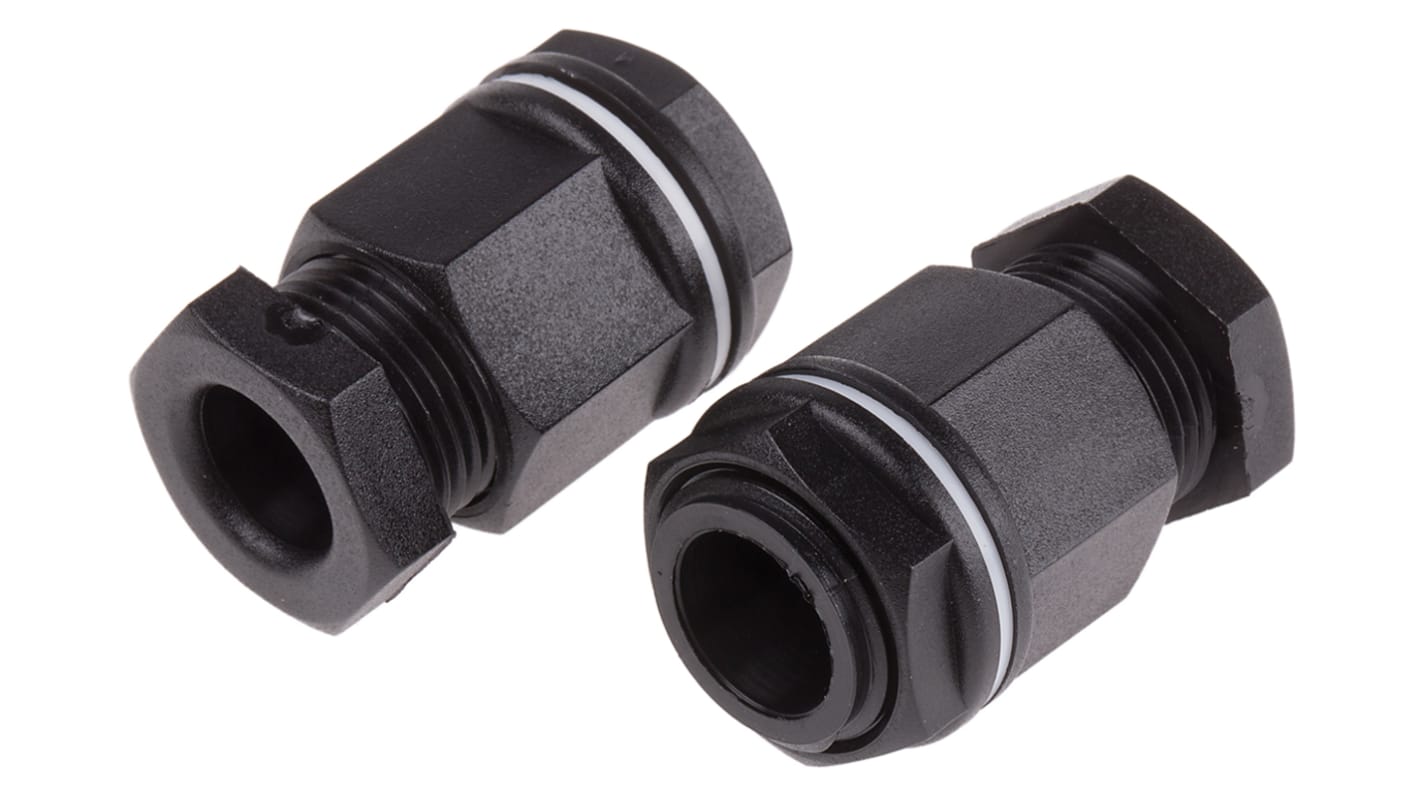 RS PRO Black Plastic Cable Gland, M20 Thread, 8mm Min, 13mm Max, IP55