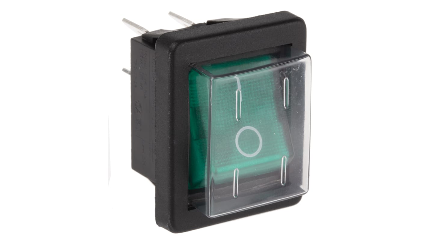 Arcolectric Tafelmontage Wippschalter, 2-poliger Ein/Ausschalter Ein-Aus, 16 A 22.1mm x 30mm beleuchtet