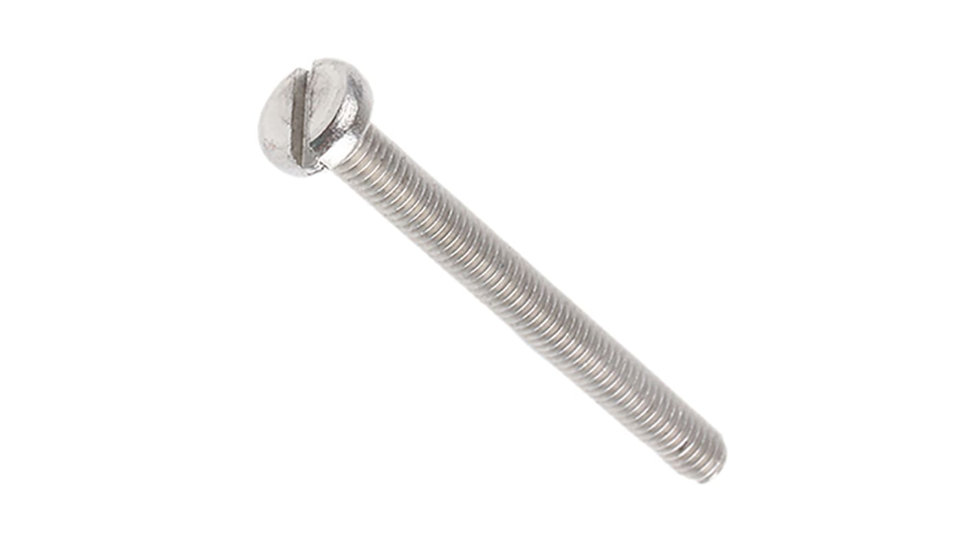 RS PRO Slot Pan A2 304 Stainless Steel Machine Screws DIN 85, M3x30.0mm