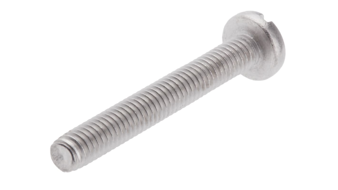 RS PRO Slot Pan A2 304 Stainless Steel Machine Screws DIN 85, M4x30.0mm
