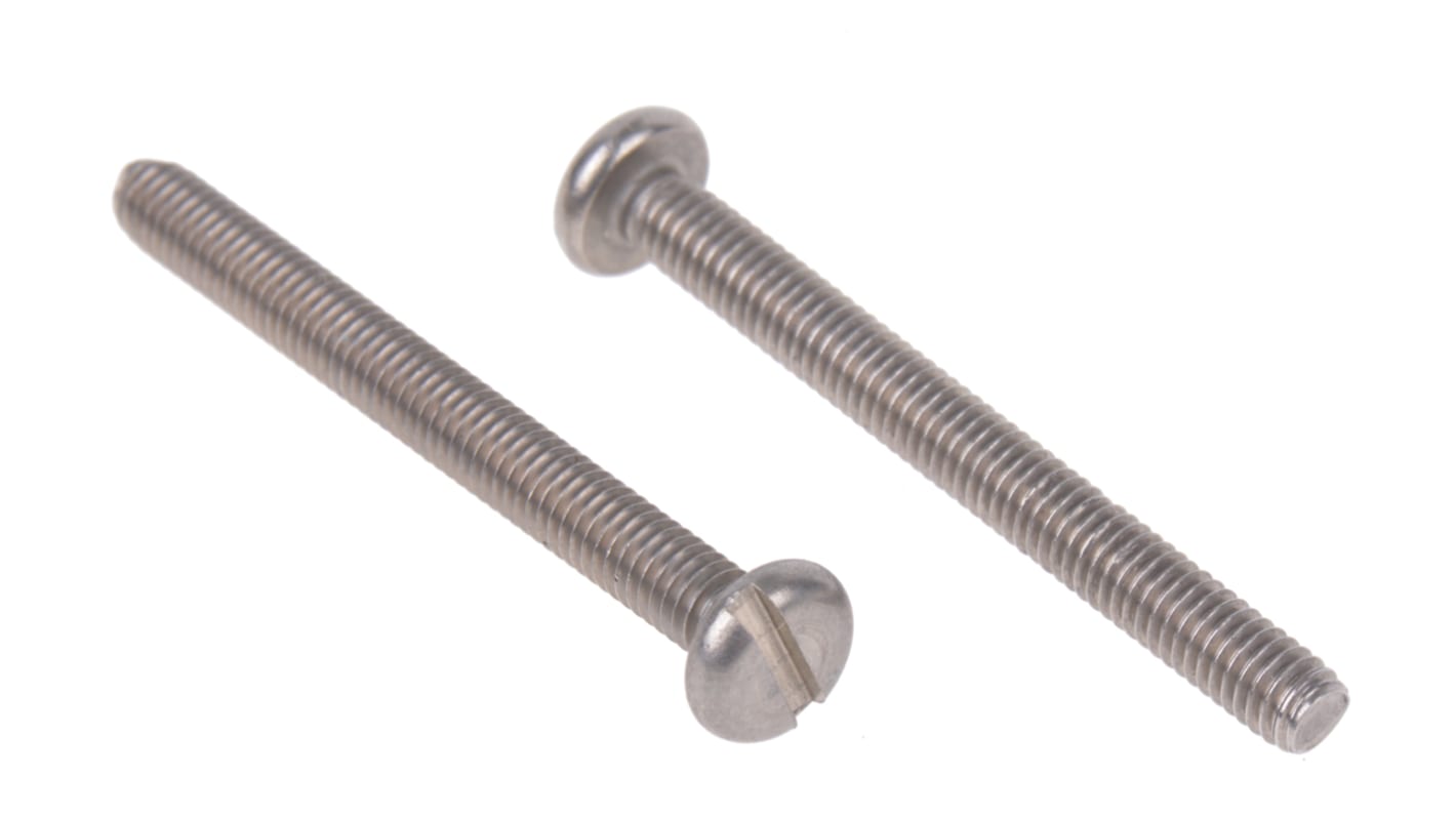 RS PRO Slot Pan A2 304 Stainless Steel Machine Screws DIN 85, M4x40mm