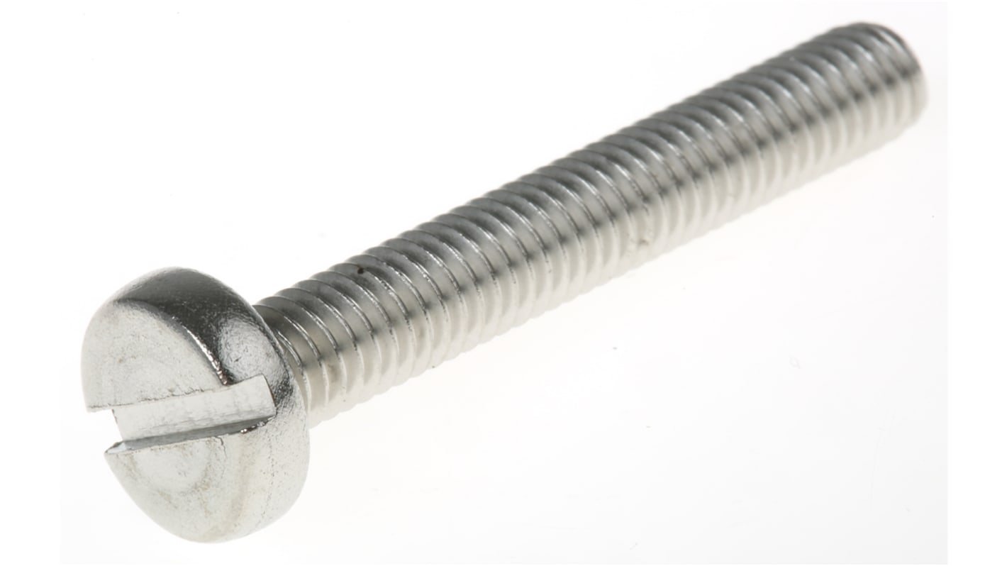 RS PRO Slot Pan A2 304 Stainless Steel Machine Screws DIN 85, M6x40.0mm