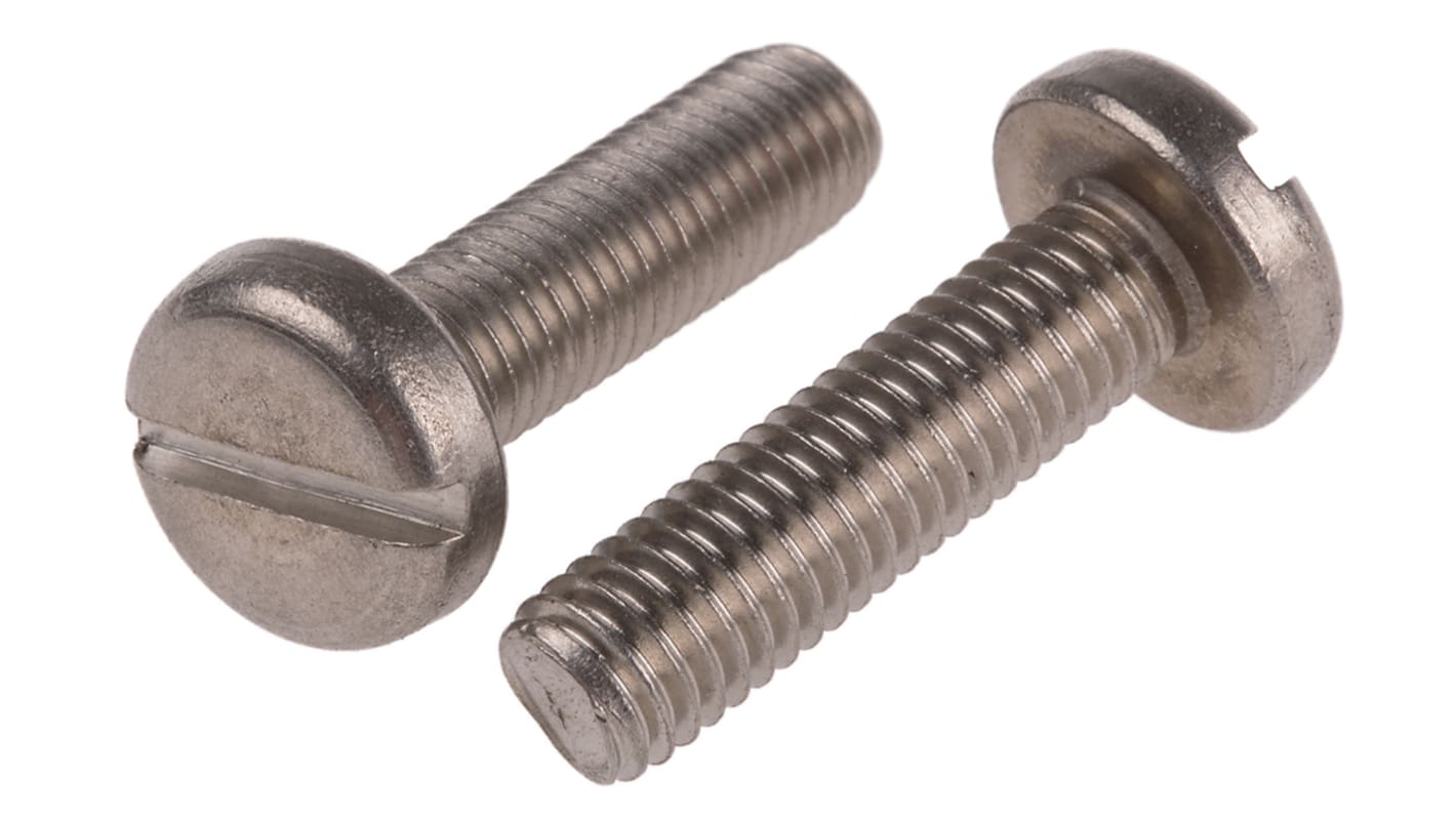 RS PRO Slot Pan A2 304 Stainless Steel Machine Screws DIN 85, M8x30.0mm