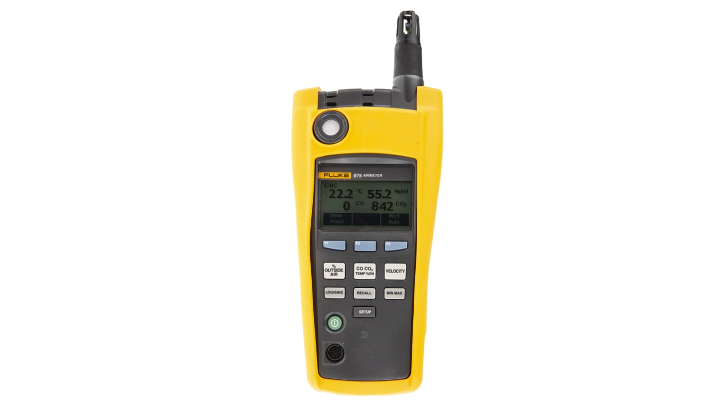 Fluke 975V Data Logging Air Quality Monitor, +50°C Max, 90%RH Max, Battery-Powered