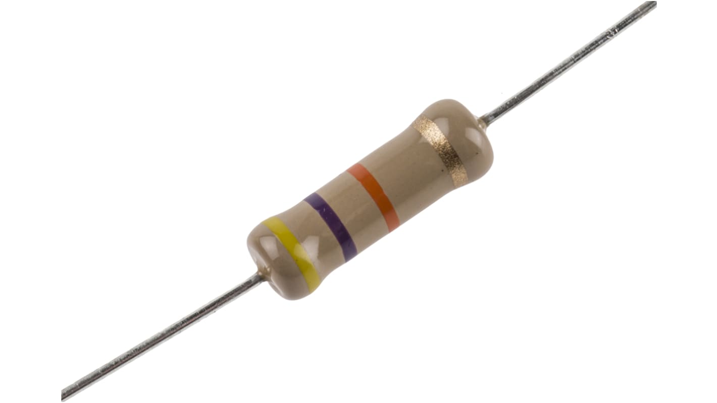 TE Connectivity 碳膜电阻, 47kΩ, 2W, ±5%容差, -500 → -100ppm/°C, CFR200系列