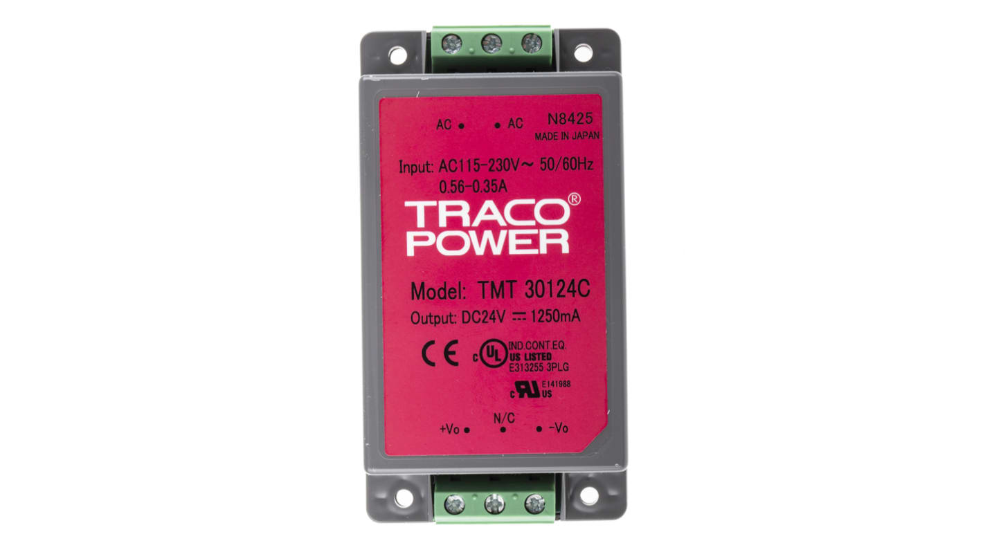 TRACOPOWER 30W Switch-mode strømforsyninger 1 udgang, 24V dc, 1.25A