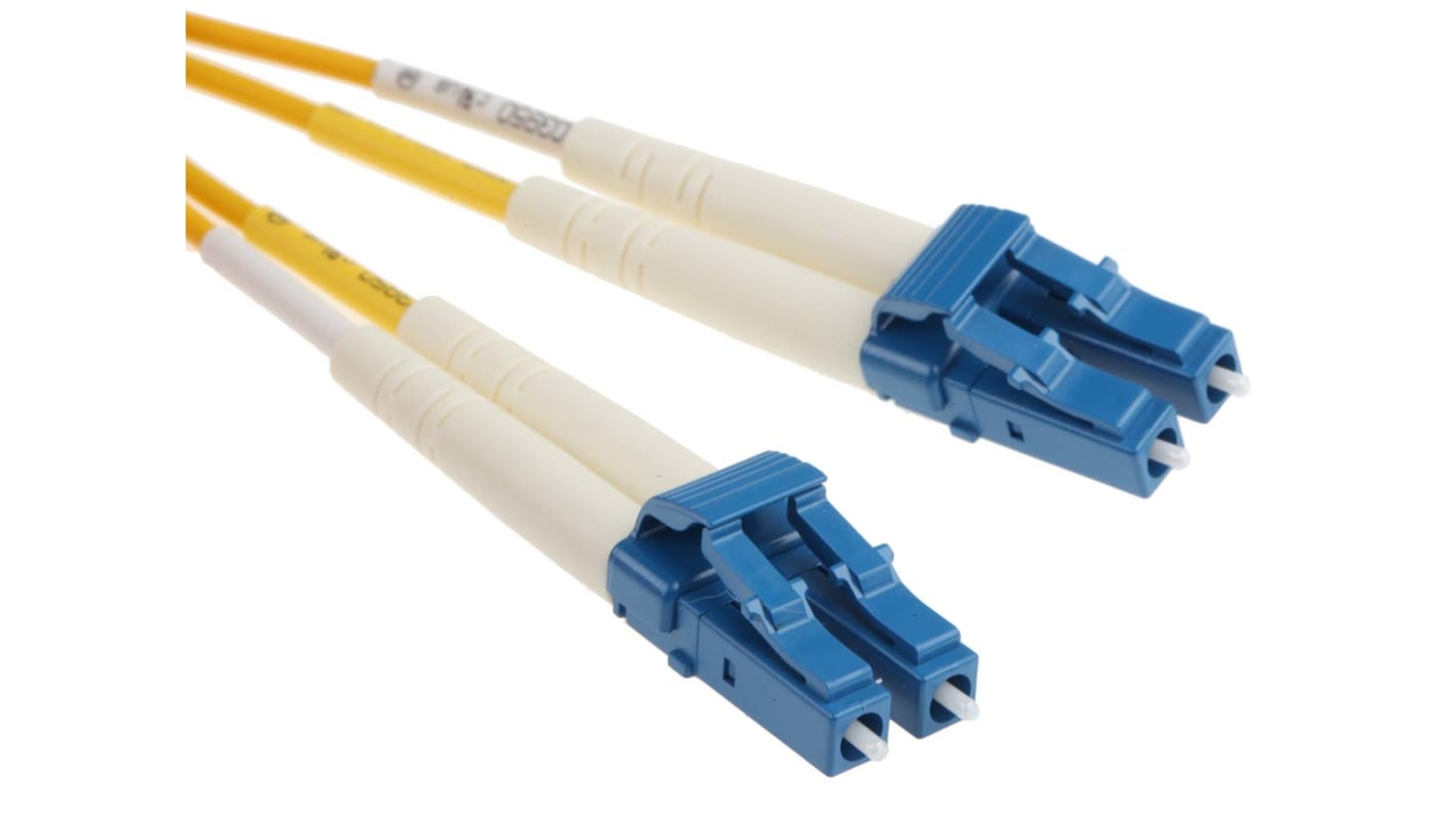 RS PRO LC to LC Duplex Single Mode OS1 Fibre Optic Cable, 9/125μm, Yellow, 10m
