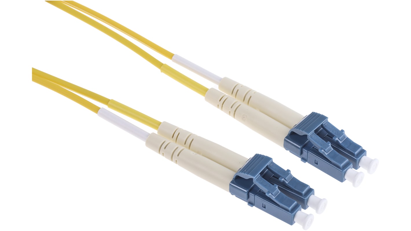 RS PRO LC to LC Duplex Single Mode OS1 Fibre Optic Cable, 9/125μm, Yellow, 2m