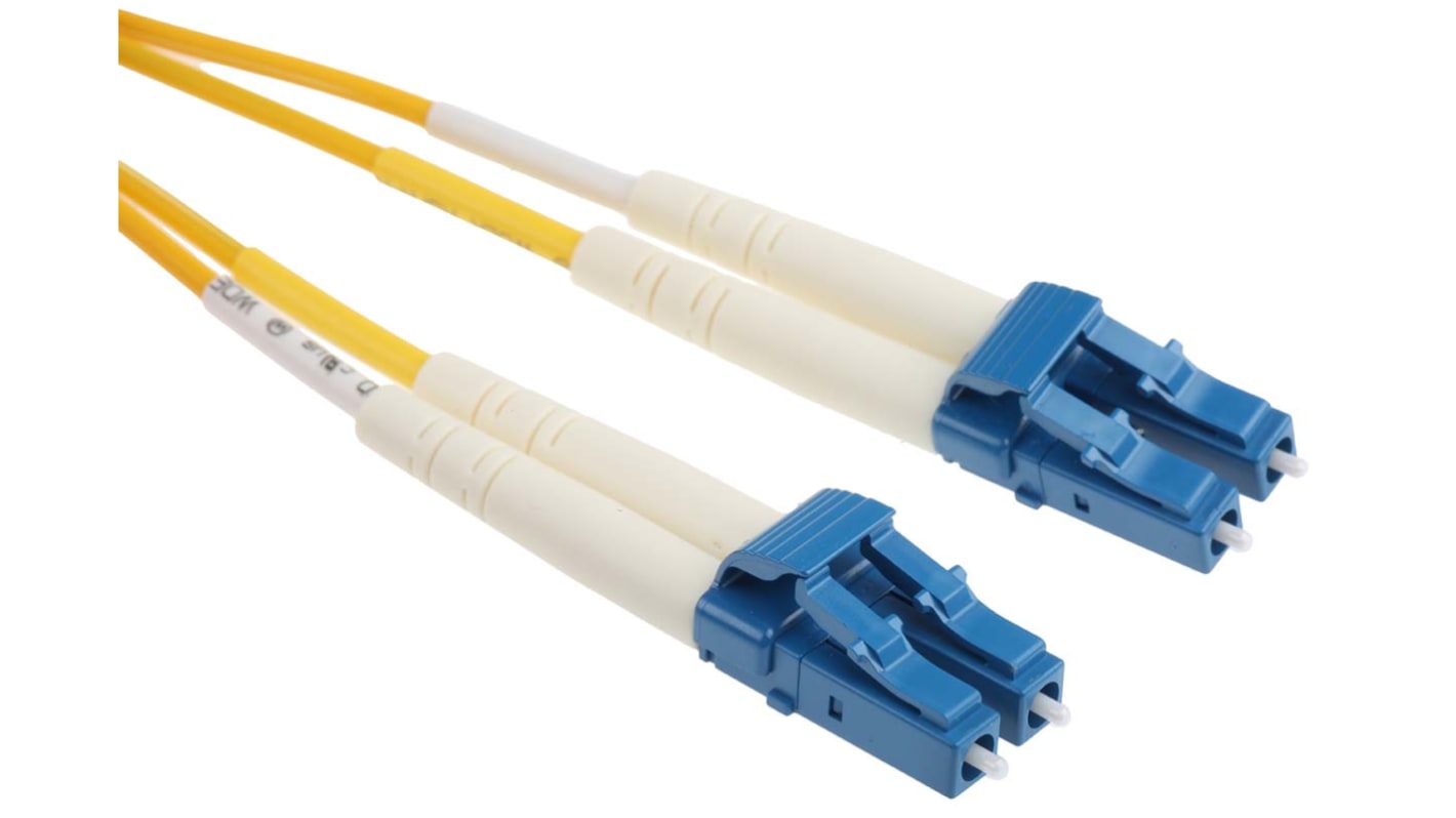 RS PRO LC to LC Duplex Single Mode OS1 Fibre Optic Cable, 9/125μm, Yellow, 1m