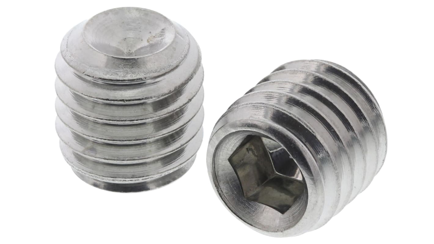 Plain Stainless Steel Hex Socket Set M8 x 8mm Grub Screw