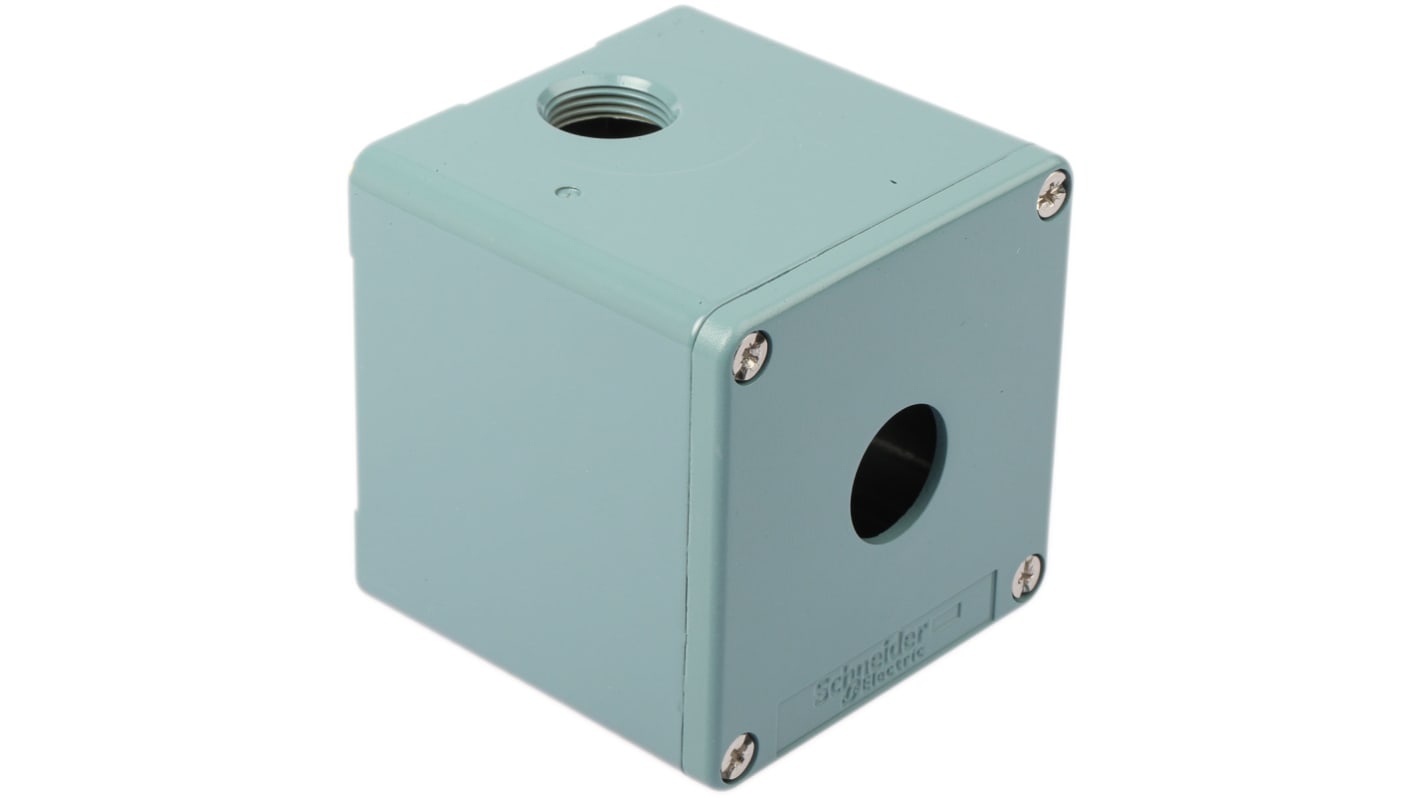 Schneider Electric Blue Metal Harmony XAP Push Button Enclosure - 1 Hole 22mm Diameter