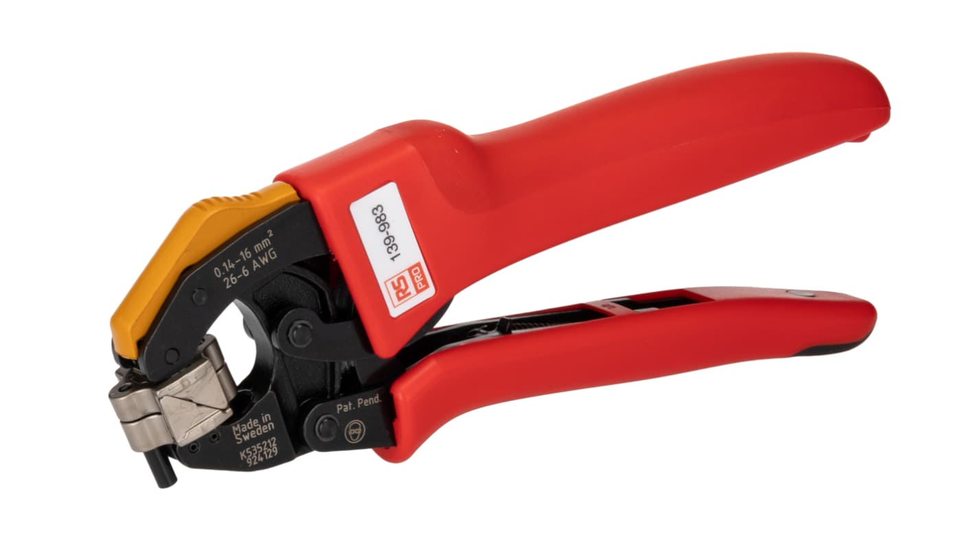 RS PRO Hand Ratcheting Crimp Tool for Wire Ferrules, 0.14 → 16mm² Wire