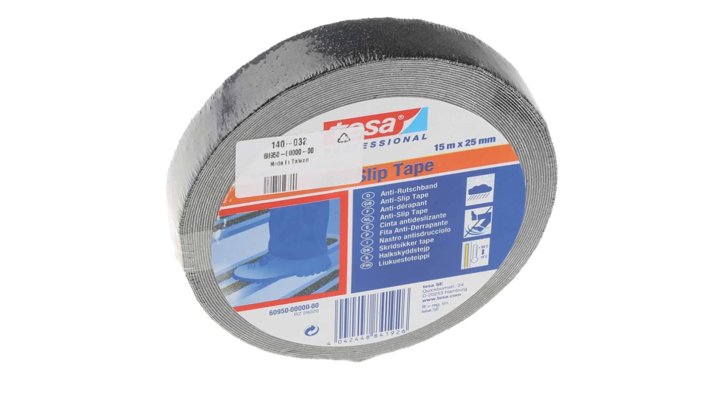 Tesa 60950 Black PVC Film 15m Adhesive Anti-slip Tape, 0.81mm Thickness