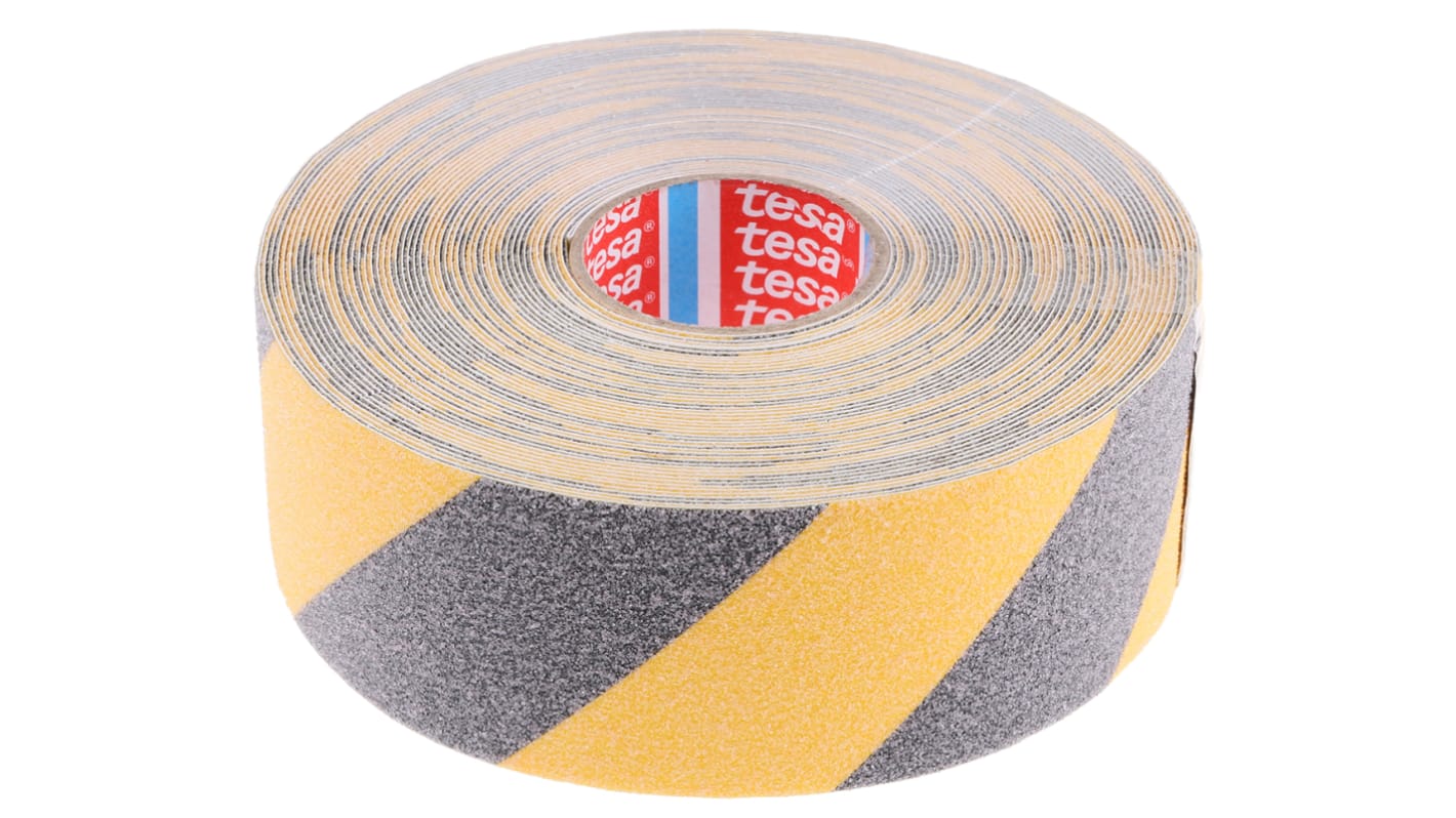 Tesa 60951 PVC-Folie Antirutsch-Bodenmarkierungsband Schwarz, Gelb Typ Rutschhemmendes Band, Stärke 0.81mm, 50mm x 15m