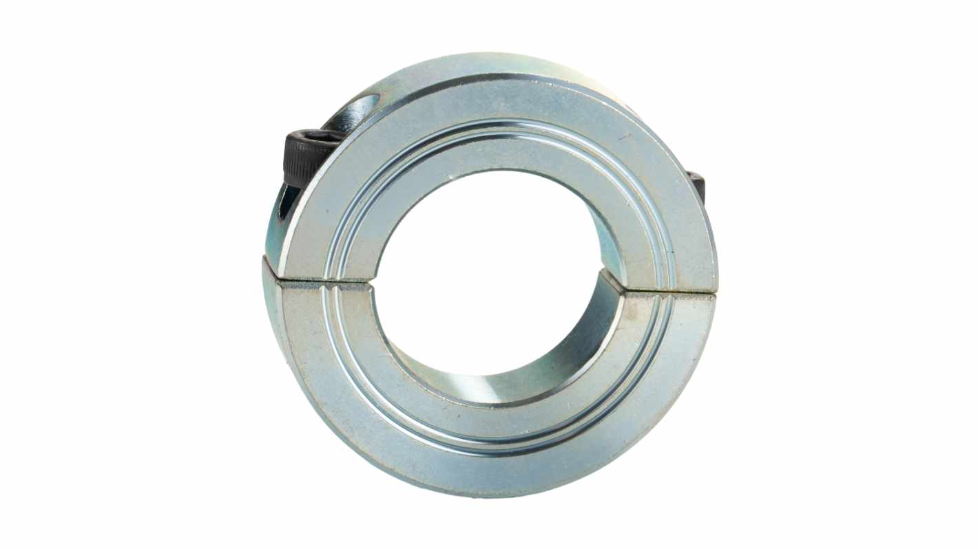 RS PRO Shaft Collar, Two Piece, Clamp Screw, Bore 25mm, OD 45mm, W 15mm, Steel