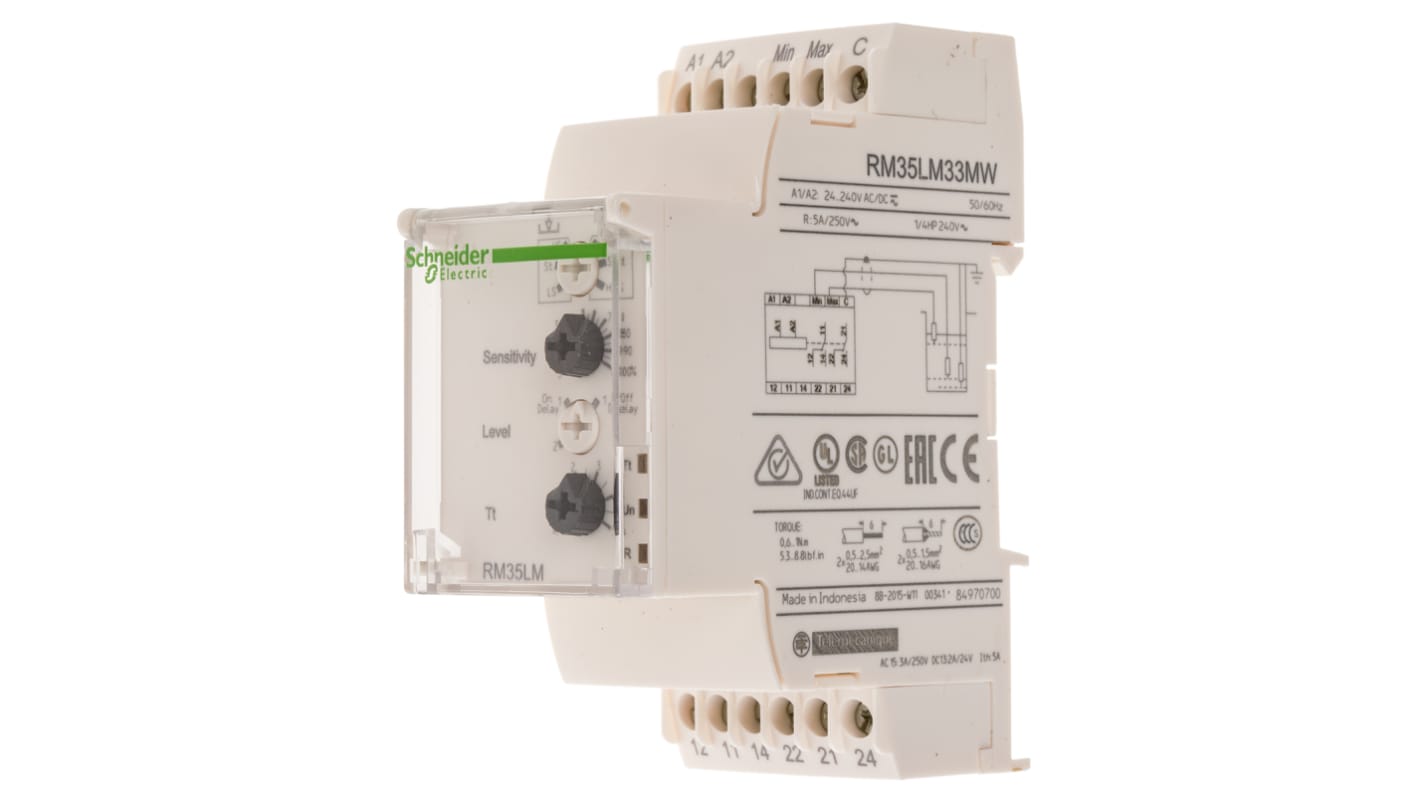 Schneider Electric Level Control Relay - DIN Rail Mount, 20.4 → 264 V ac/dc