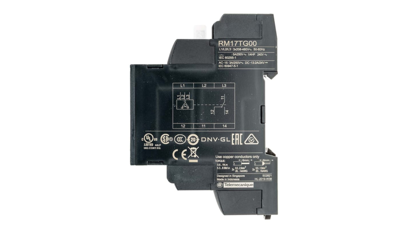 Schneider Electric Phase Monitoring Relay, 3 Phase, SPDT, 183 → 528 V, DIN Rail