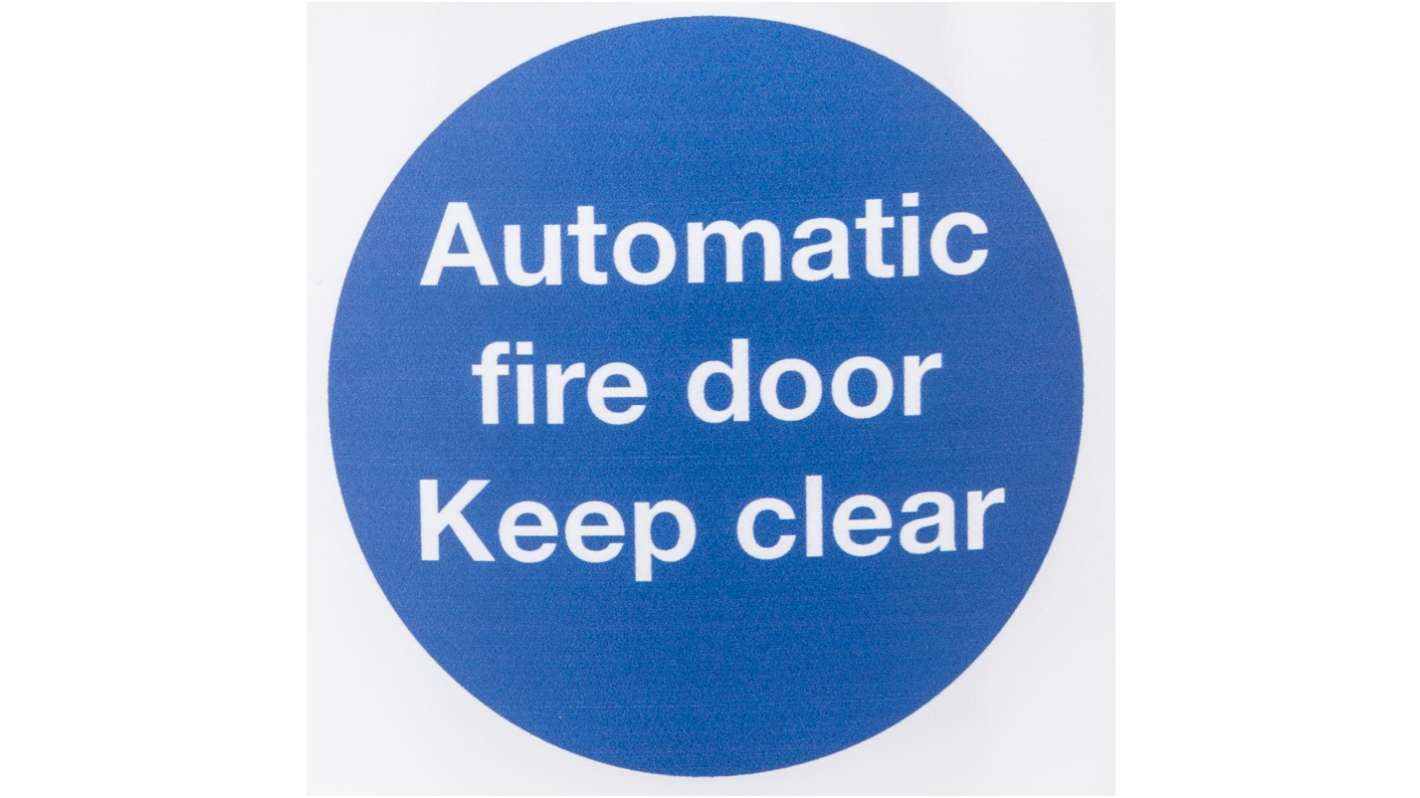 Vinyl Polyester Fire Safety Sign, Automatic Fire Door Keep Clear With English Text Self-Adhesive