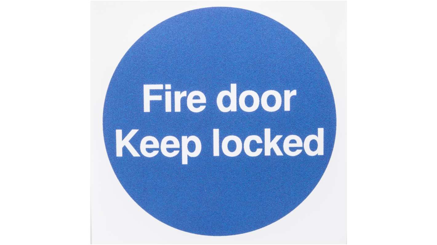 Polyester Fire Safety Sign, Fire Door Keep Locked With English Text Self-Adhesive