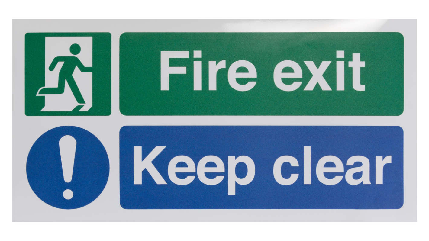 Vinyl Polyester Keep Clear, Fire Exit, Keep Clear, English, Exit Sign