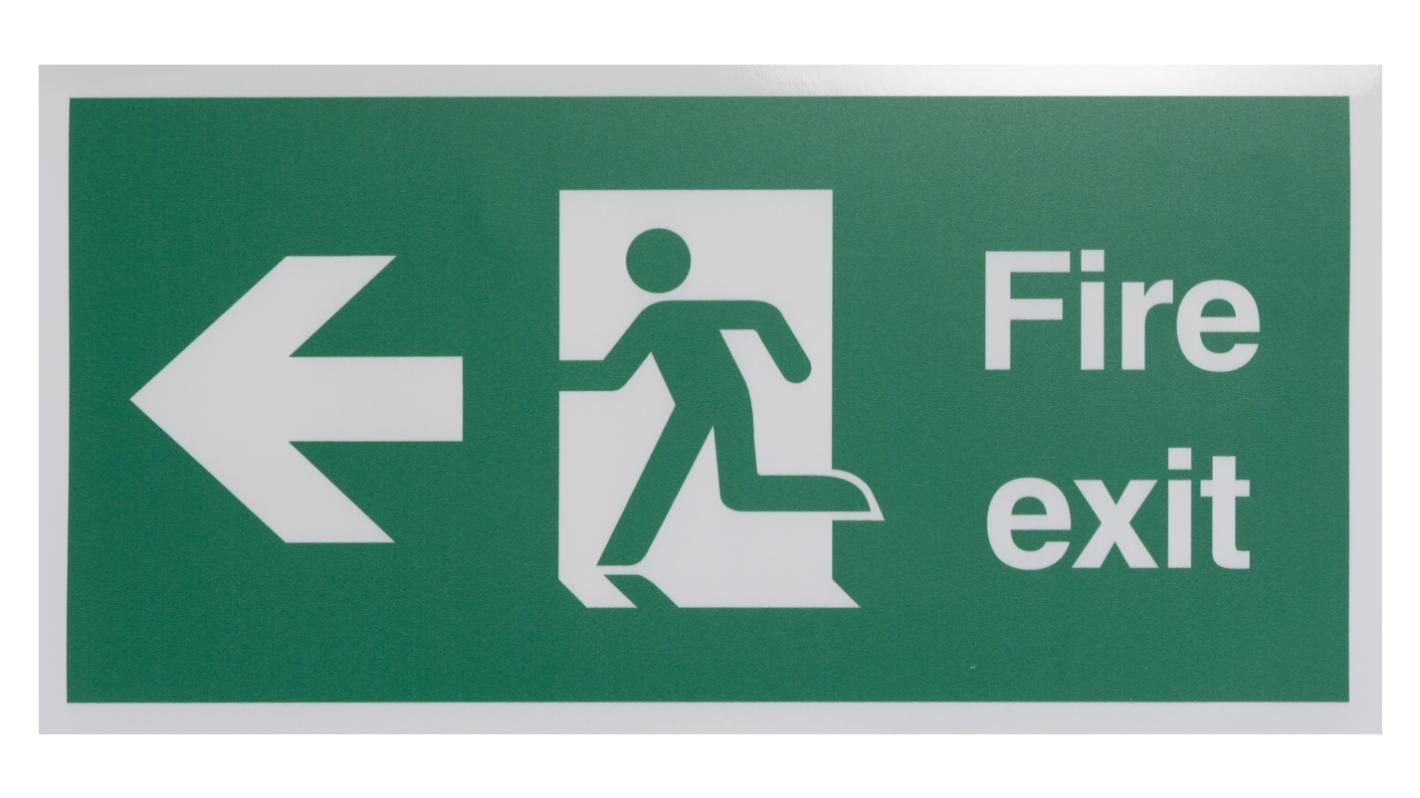 Polyester Fire Exit Left, Fire Exit, English, Exit Sign