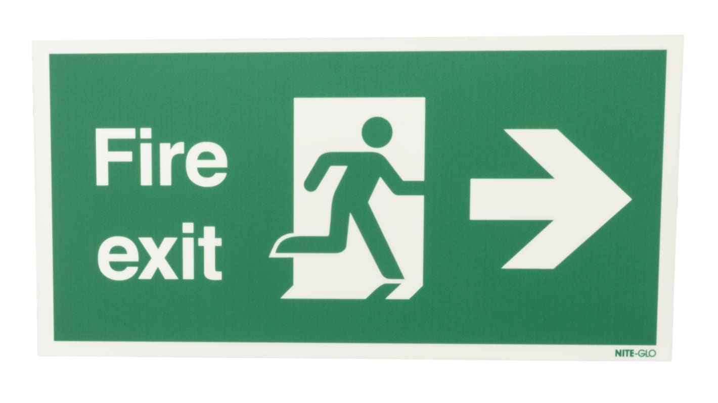 Polyester Fire Exit Right, Fire Exit, English, Exit Sign