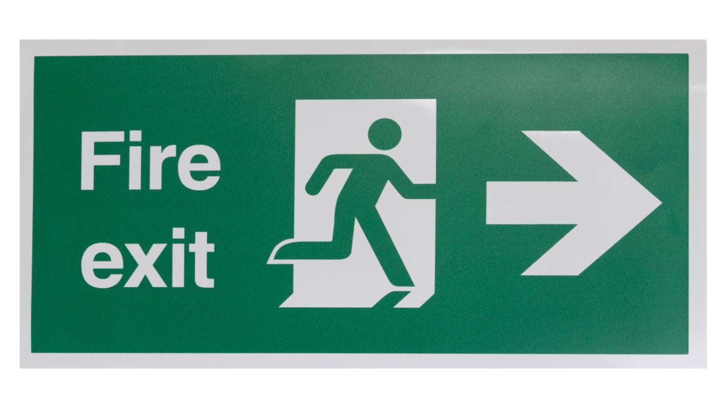 Polyester Fire Exit Right, Fire Exit, English, Exit Sign