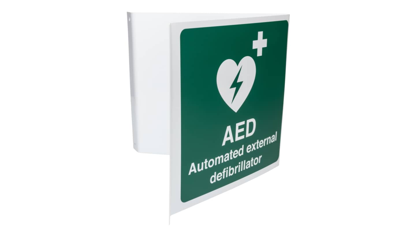 RS PRO Polyester Green/White First Aid Sign, H200 mm W400mm
