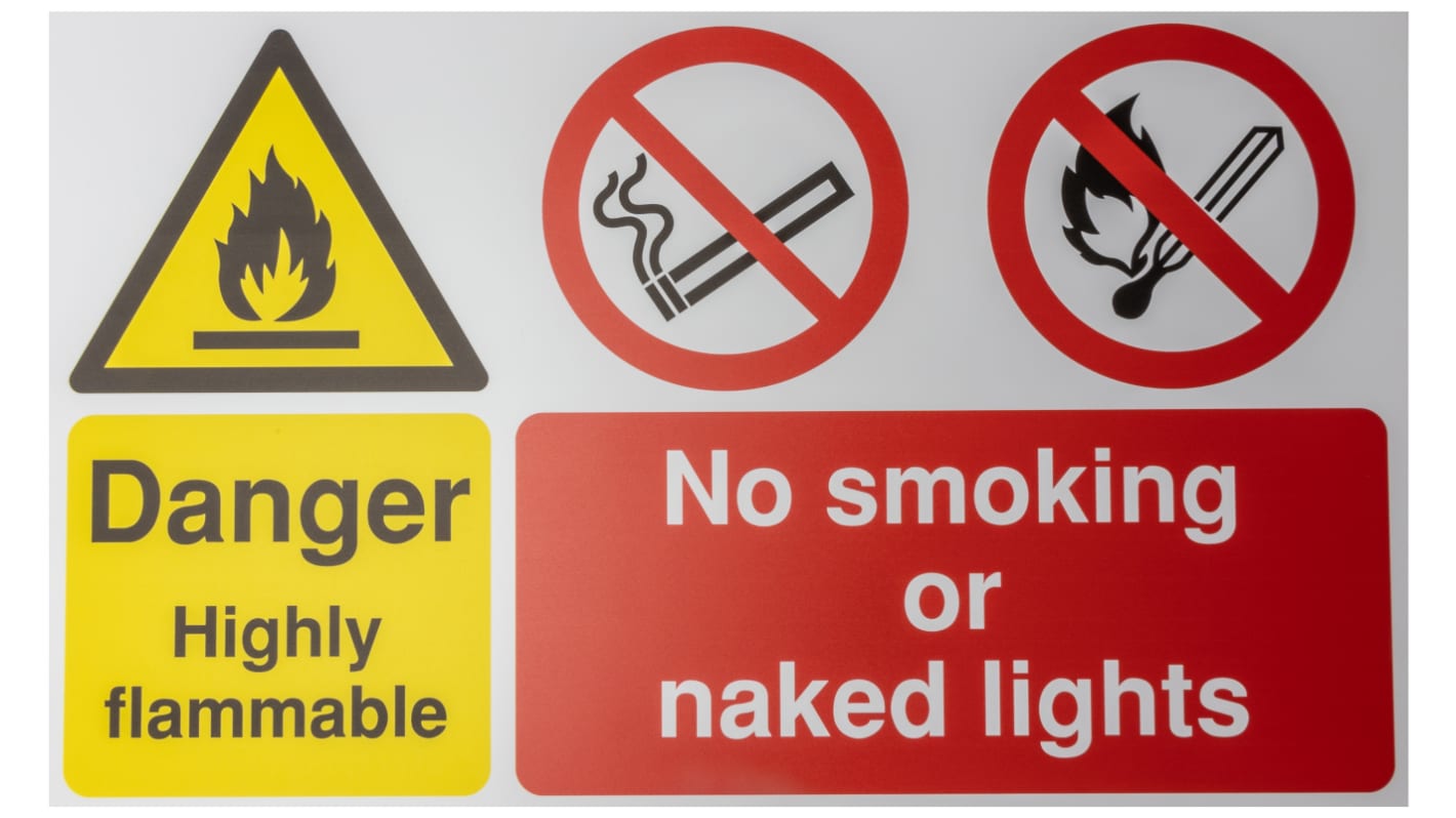 Polyester Danger Prohibition Sign, Danger Higly Flammable, English