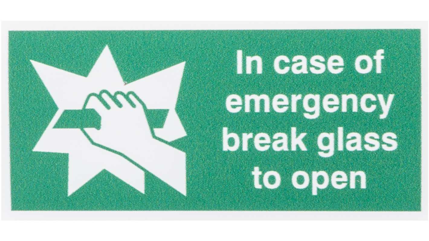 RS PRO Polyester Sign In Case Of Emergency Break Sign With English Text