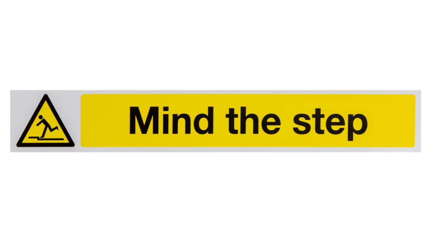 RS PRO Polyester Sign Mind The Step Sign With English Text