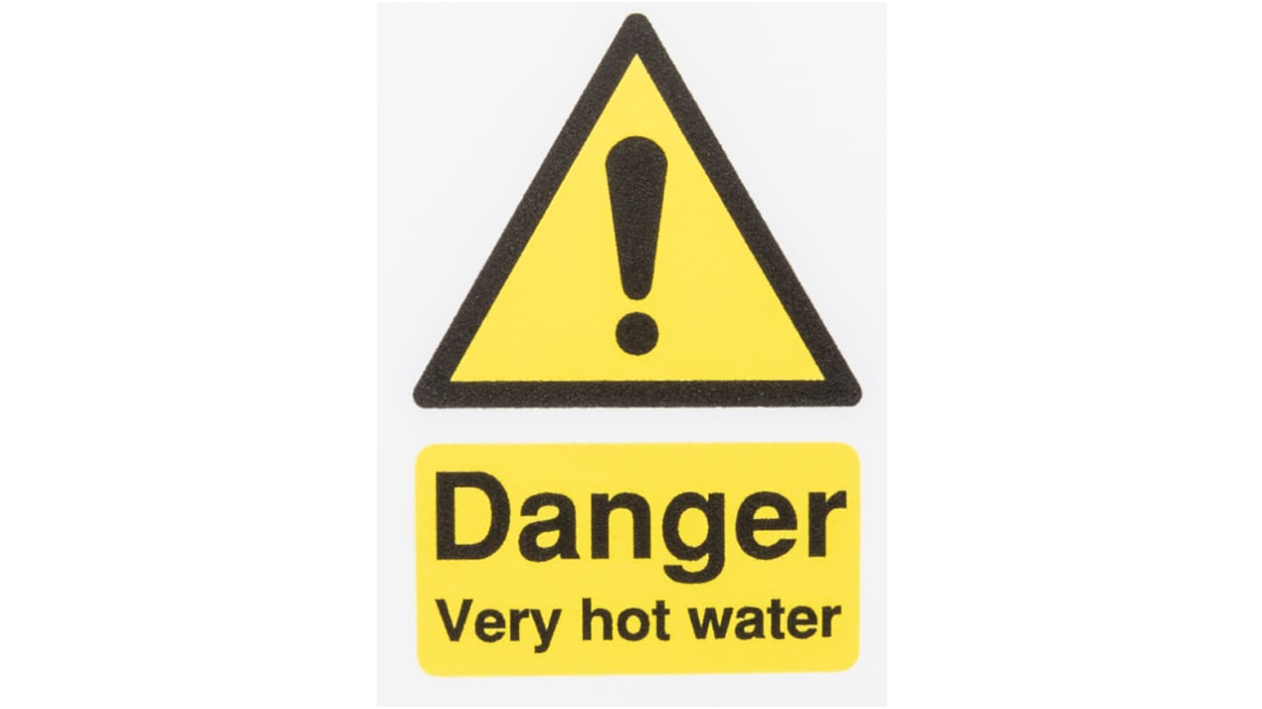 Acqua calda "Caution Very Hot Water", in Inglese, Autoadesivo