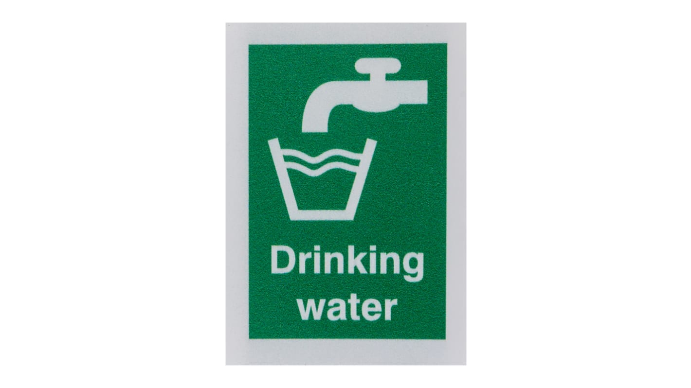RS PRO Polyester Sign Drinking Water Sign With English Text