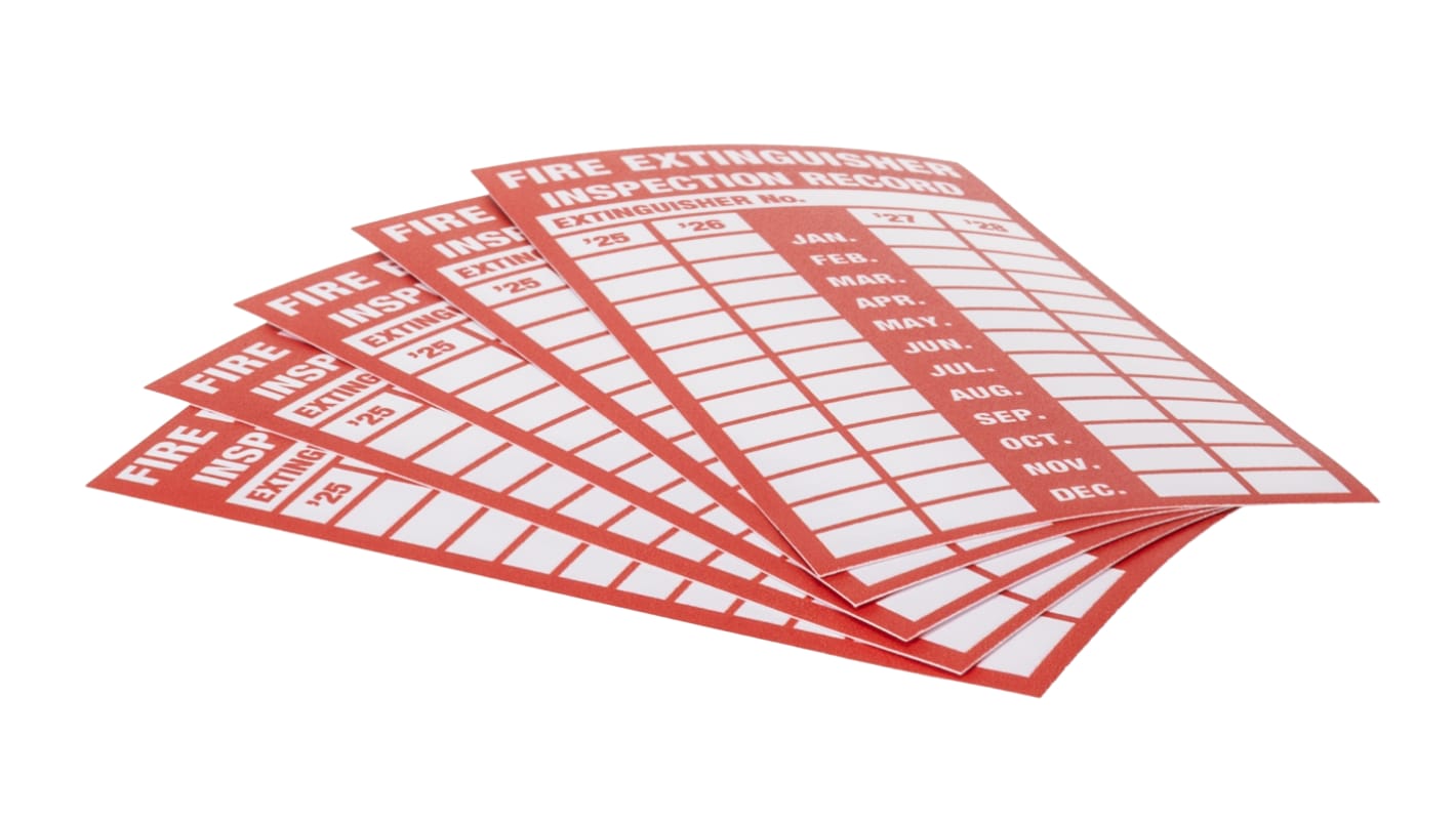 Vinyl Fire Safety Label, Fire Extinguisher Inspection Records With English Text Self-Adhesive